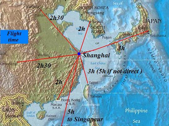 上海到周圍大城市个航班時間