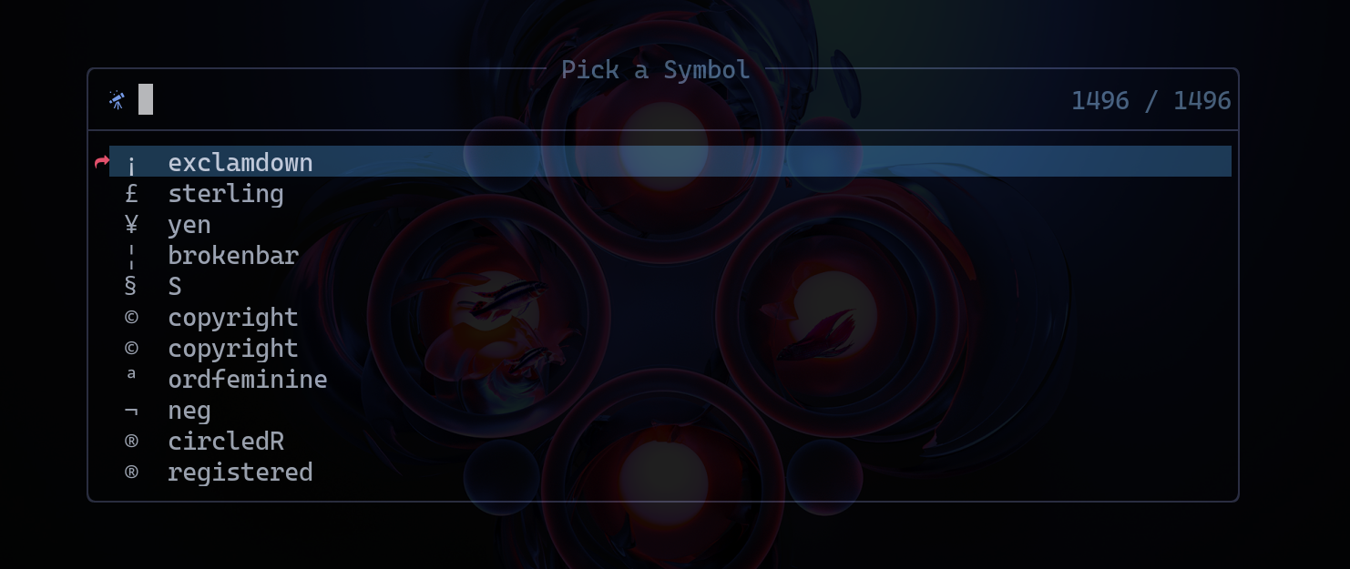 Pick Symbol Screenshot