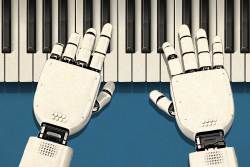 Robot hands playing the piano