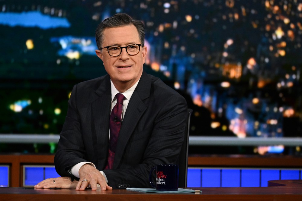 The Late Show with Stephen Colbert during Thursday’s June 20, 2024 show. Photo: Scott Kowalchyk/CBS ©2024 CBS Broadcasting Inc. All Rights Reserved.