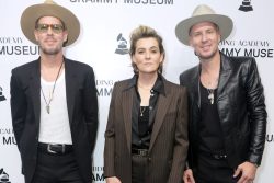 LOS ANGELES, CALIFORNIA - SEPTEMBER 16:  (L-R) Phil Hanseroth, Brandi Carlile, and Tim Hanseroth attend The Drop: The Hanseroth Twins Moderated by Brandi Carlile at GRAMMY Museum L.A. Live on September 16, 2024 in Los Angeles, California. (Photo by Rebecca Sapp/Getty Images for The Recording Academy)