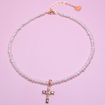 Pearl Treasure Cross Necklace