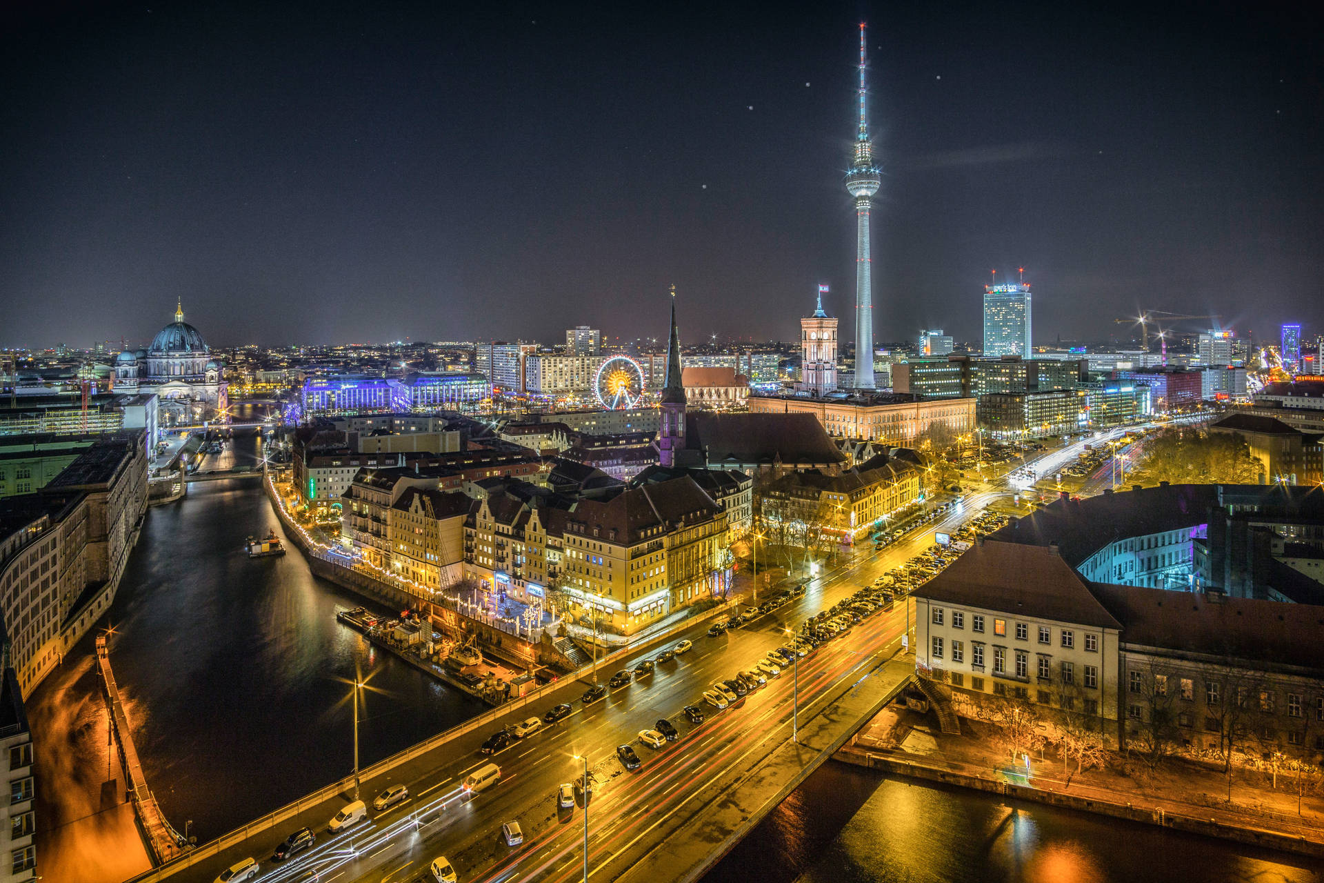 Skylinede Berlín, Alemania. Fondo de pantalla