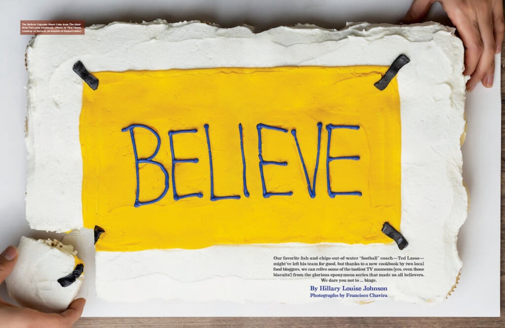 A Ted Lasso cake with the text "Believe"