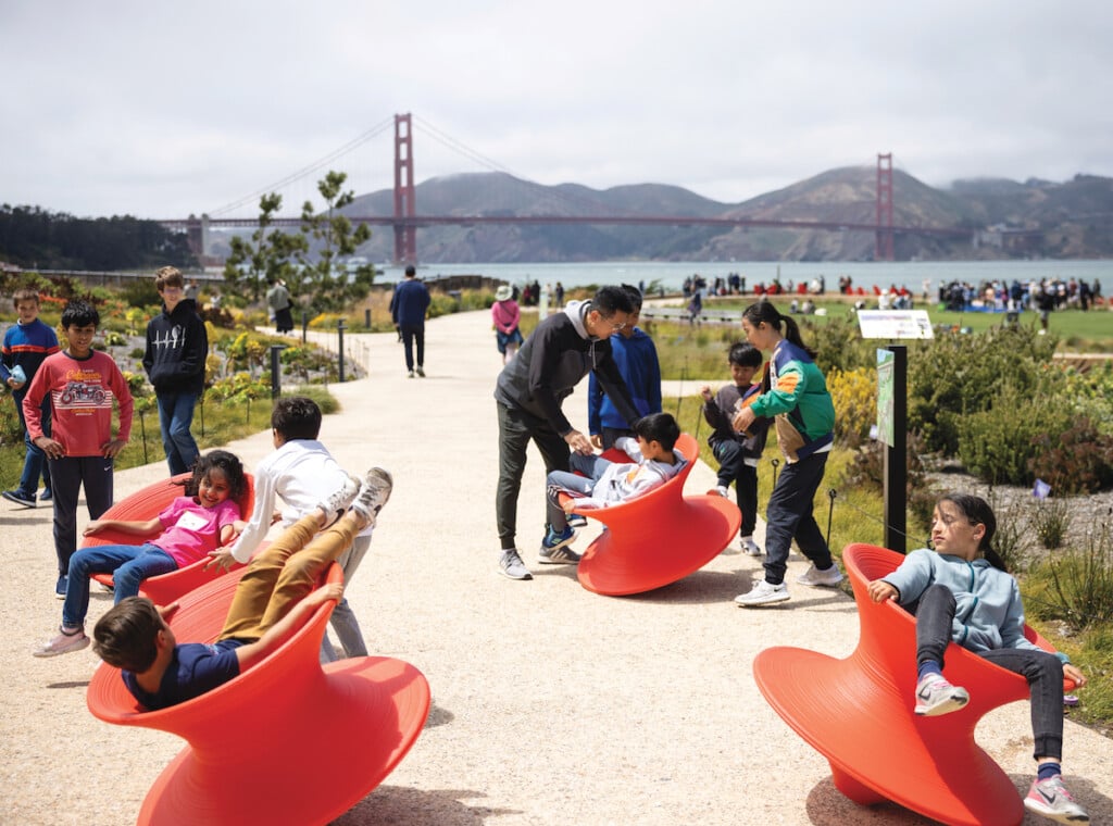 Children playing at the Presidio on Magis Spun Chairs