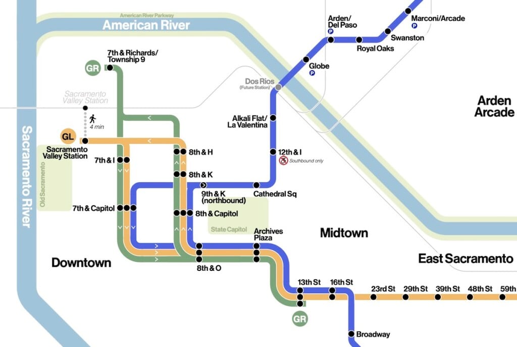 SacRT in the style of Vignelli