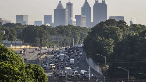 May 26, 2021 Atlanta: Traffic makes its way north towards downtown on the connector on Wednesday, May 26, 2021 in Atlanta.  (John Spink / John.Spink@ajc.com)