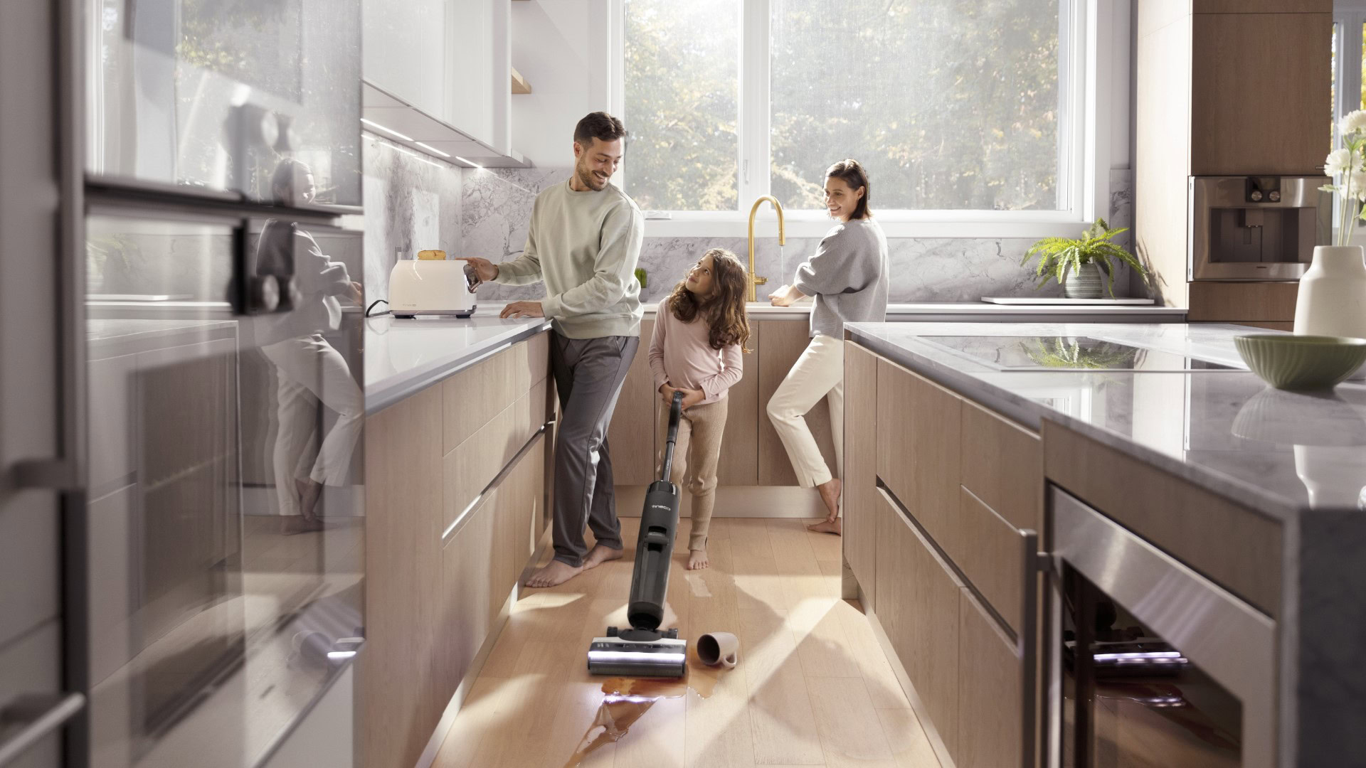 Tineco S7 Pro vacuum cleaner used in the kitchen