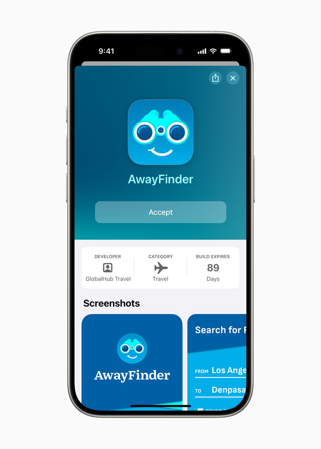 AwayFinder zobrazený na iPhonu 15 Pro