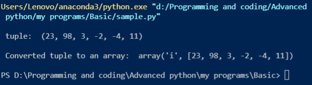 Conversion Using Array Module