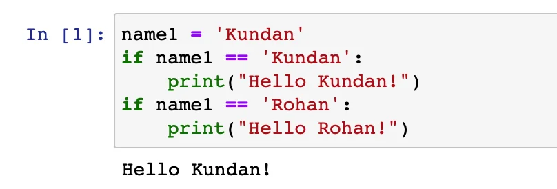 Code And Output For If Statement