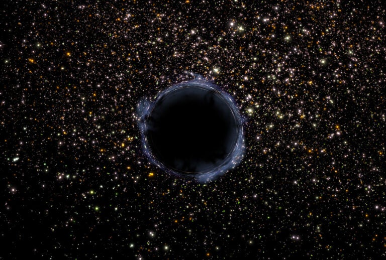 Black Hole in a Star Cluster (Artist's Impression)