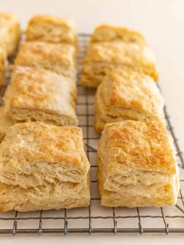 Quick Sourdough Biscuits on cooling rack.