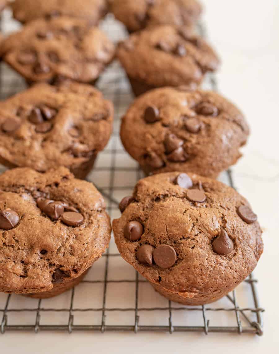 sourdough muffins on wire cooling rack