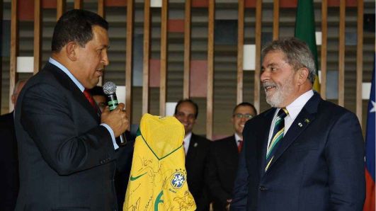 O ex-presidente da Venezuela Hugo Chávez e o presidente do Brasil, Luiz Inácio Lula da Silva, em 2010