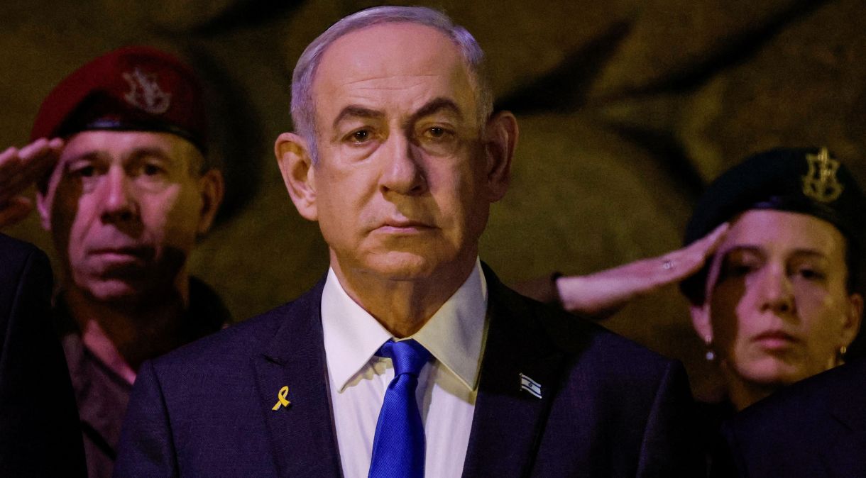 Primeiro-ministro de Israel, Benjamin Netanyahu, durante cerimônia, em Jerusalém