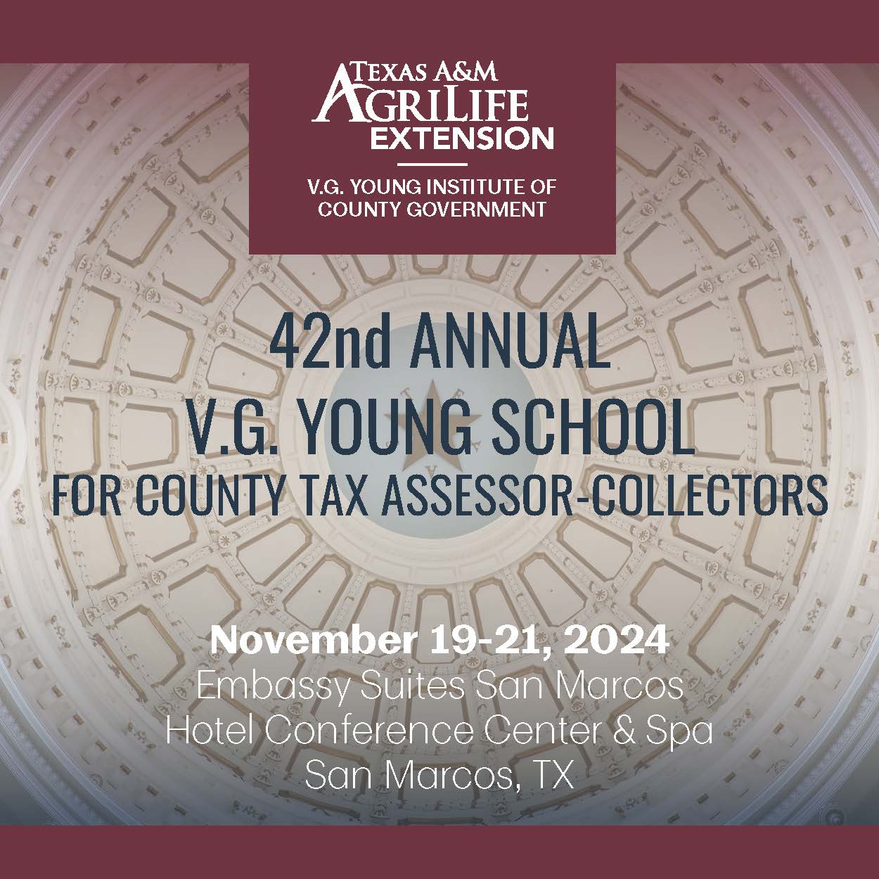 42nd Annual V.G. Young School for County Tax Assessor-Collectors event flyer