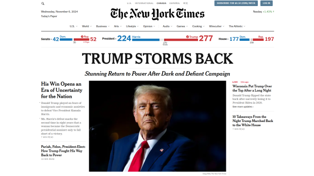 The New York Times: 'Trump Storms Back'