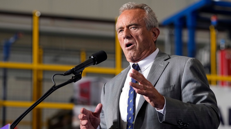 Robert F. Kennedy, Jr. speaks before Donald Trump at a campaign event, Sept. 27, 2024 in Walker, Mich. (AP Photo/Carlos Osorio)