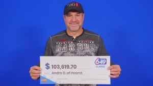 André Doucet of Hearst won $103,619.70 in the Oct. 23 Lotto 6/49 draw. (OLG photo)