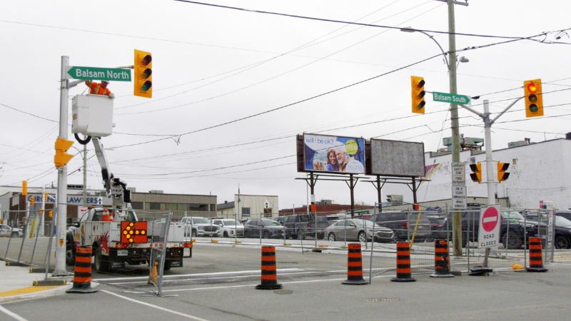 Algonquin Boulevard between Balsam Street and Brunette Road will reopen on Thursday, November 21. It’s been closed since April. (Lydia Chubak/CTV News Northern Ontario)