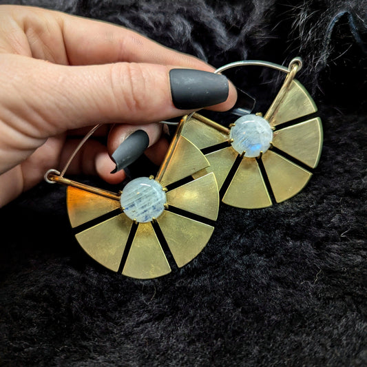 REY Moonstone Earrings / Brass