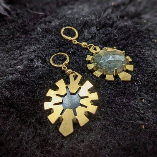 HYPERDRIVE Earrings / Brass / Labradorite