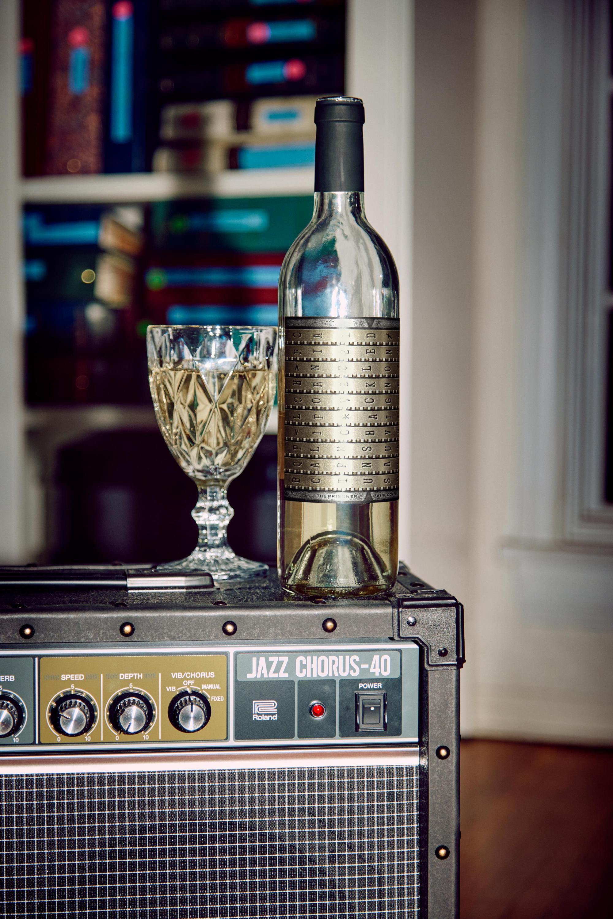 This photo provided by The Prisoner Wine Company shows a bottle from their 'Unshackled' line of reds and roses, with metallic labels evoking a vintage combination lock. 