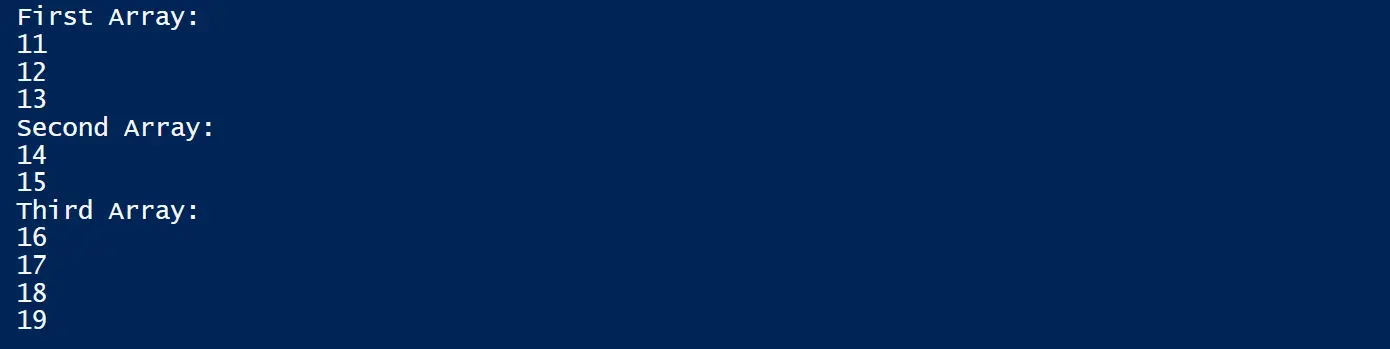 Leeres Array von Arrays in PowerShell mit New-Object unter Verwendung von System.Collections.ArrayList