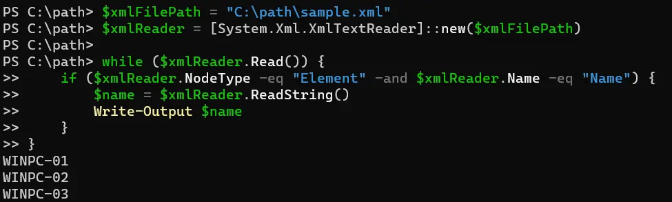 powershell parse xml - output 4