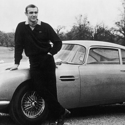 Sean Connery with Aston Martin in Goldfinger