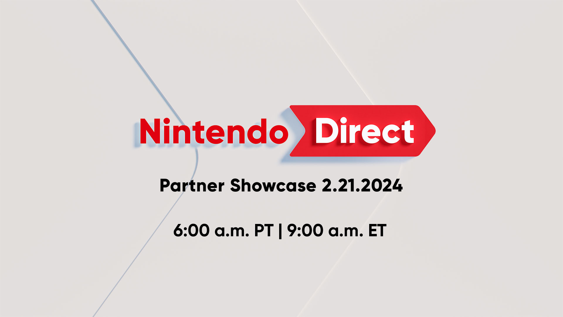 Information from a Nintendo Direct appears on a gray background.