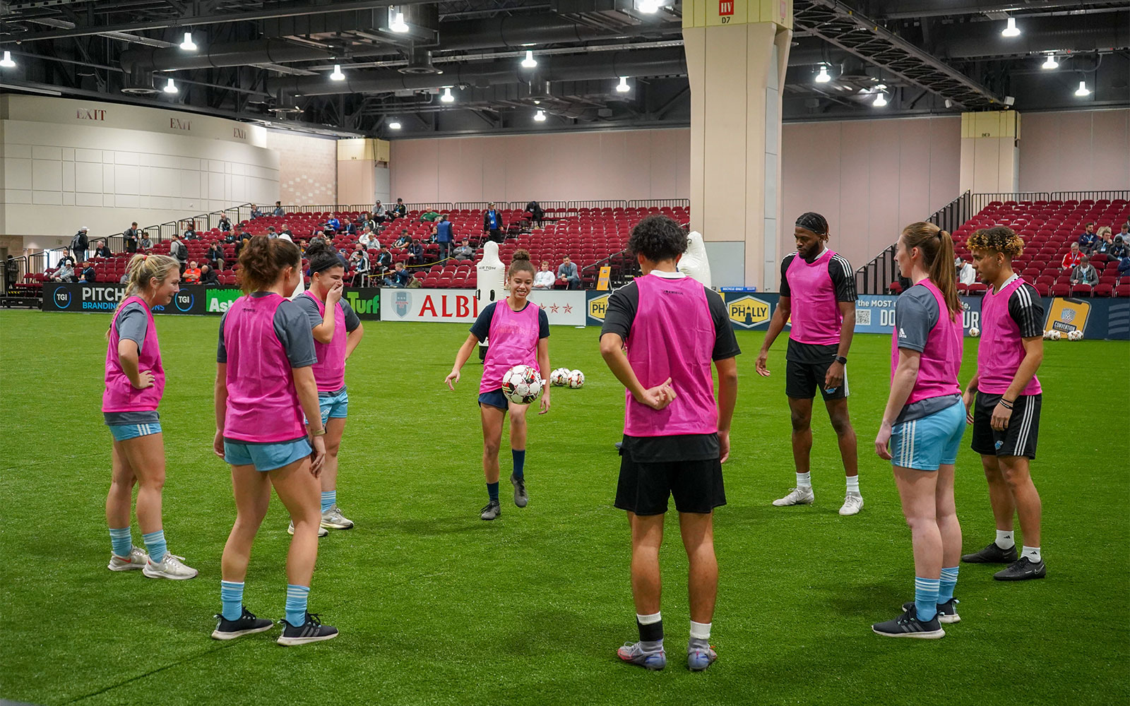 Teams playing soccer in Philadelphia.