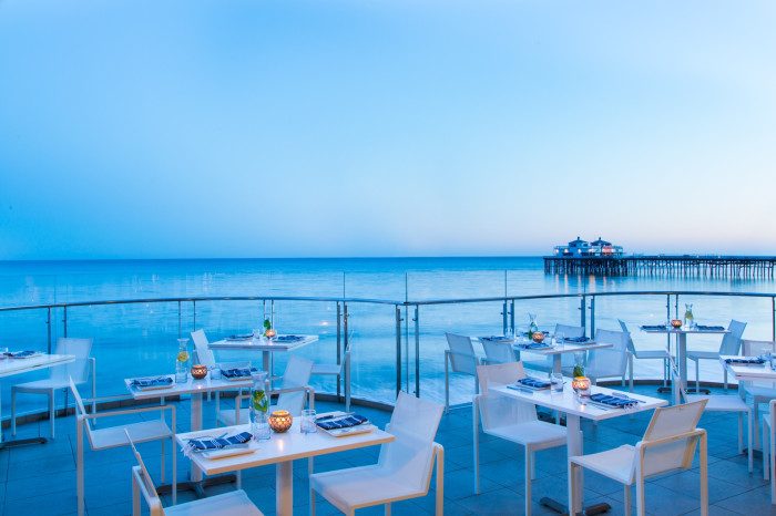 The terrace at Malibu Beach Inn