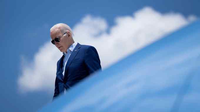 US President Joe Biden disembarks Air Force One
