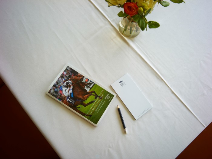 A race card on a table at the RARC Club