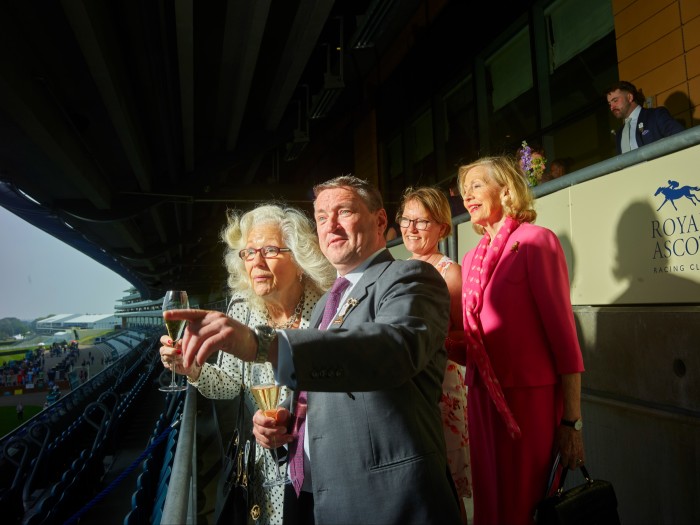 Royal Ascot Racing Club (RARC) members (from left) Liz Cooper-Mitchell, Ged Hall, Zara Hall and Christine St George on the RARC balcony