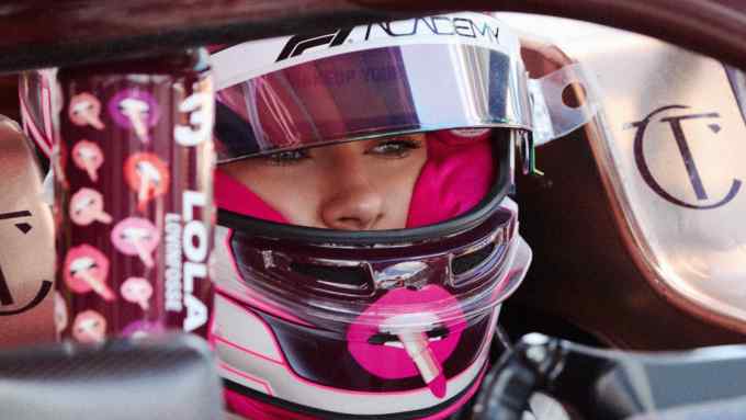 Eighteen-year-old French racing driver Lola Lovinfosse in the Charlotte Tilbury Hotlips car, operated by Rodin Motorsport