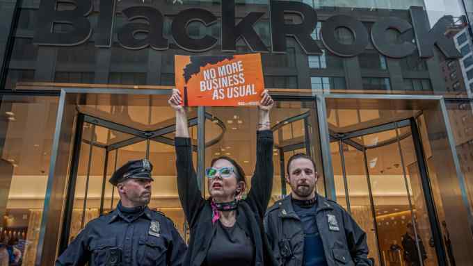 Protests outside BlackRock’s New York City headquarters