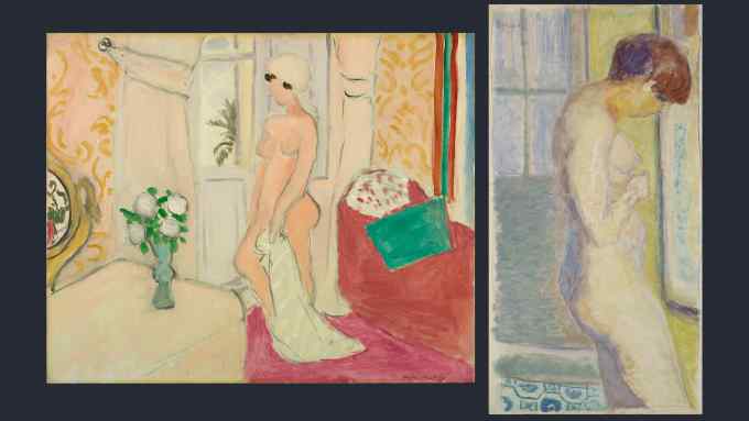 A montage of two paintings of women in the nude