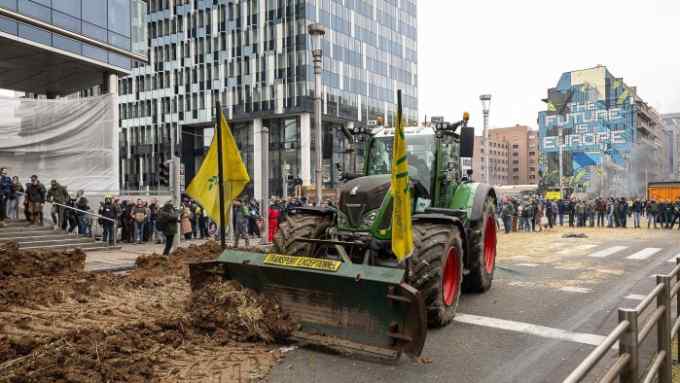 Farmers take their tractors to the streets for a protest