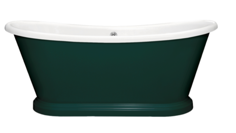 large bathtub shaped like a boat with a flat bottom