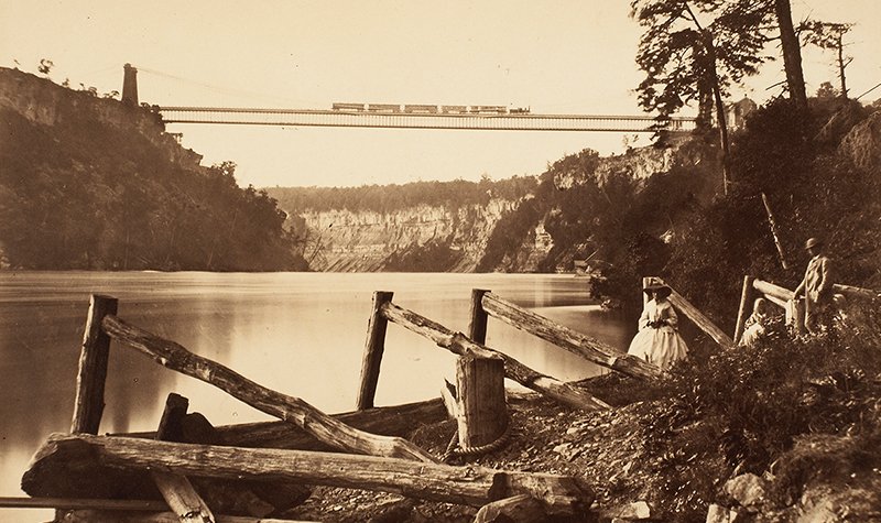 William England, The Railway Suspension Bridge from the "Maid of the Mist" Dock, Niagara, 1859. Albumen silver print