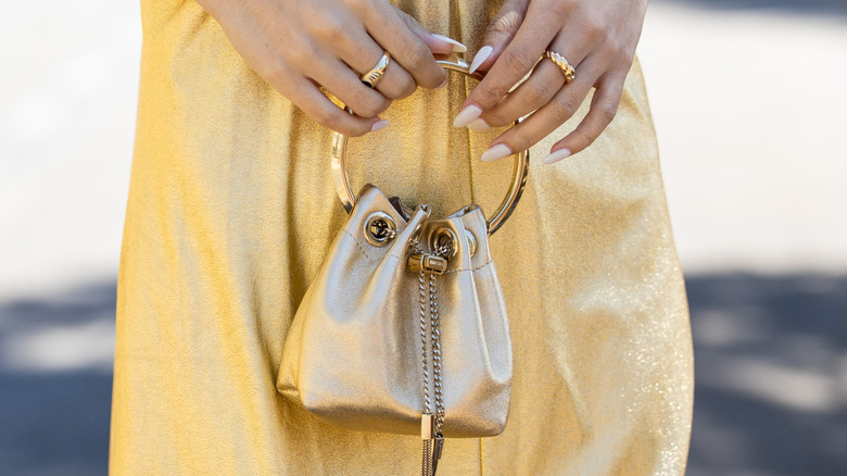 Gold ring-handle micro bag