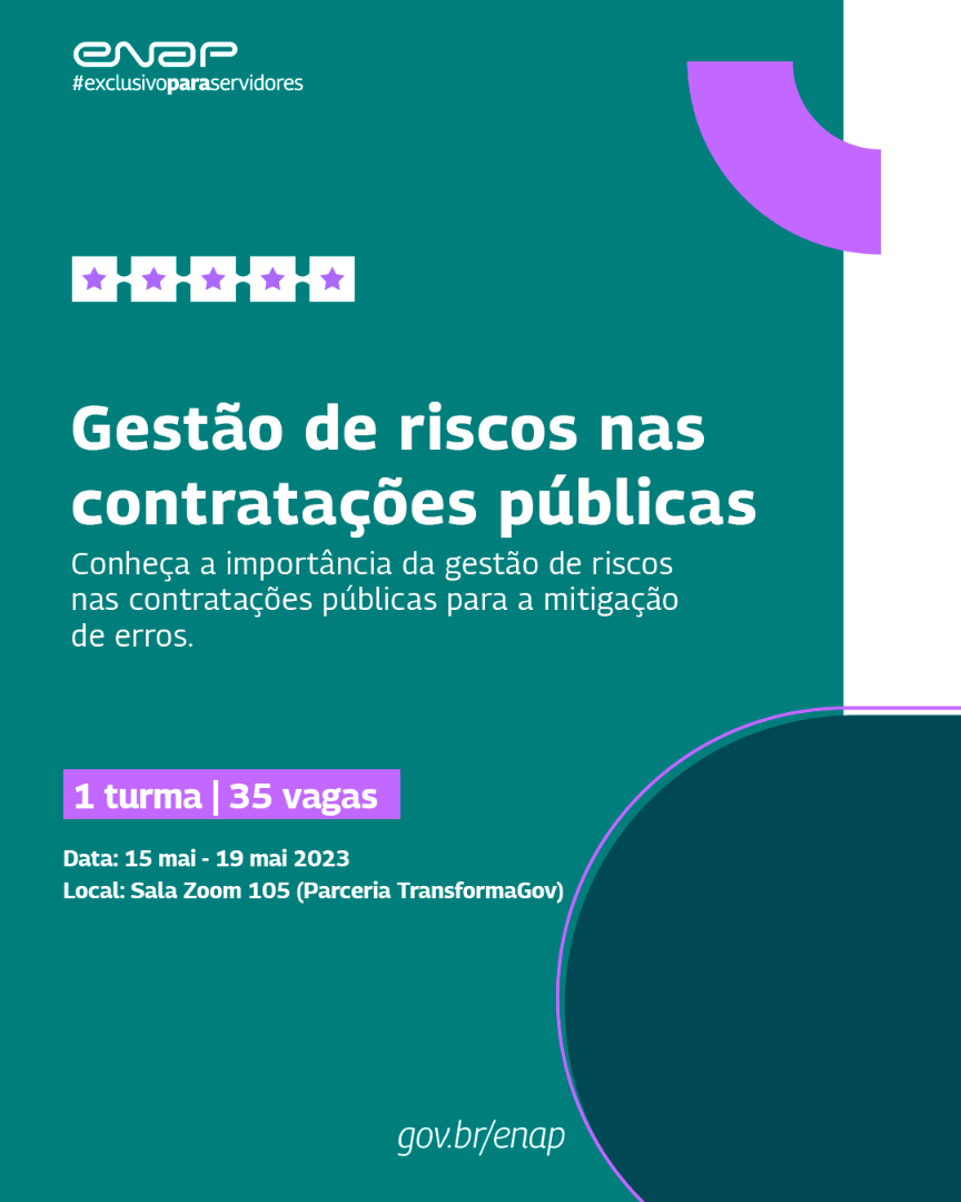 Card de divulgação do curso Gestão de Riscos nas Contratações Públicas