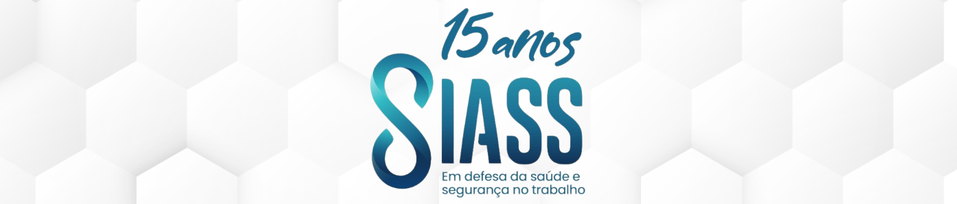 Logo SIASS em comemoração aos 15 com colmeias ao fundo simbolizando construção coletiva