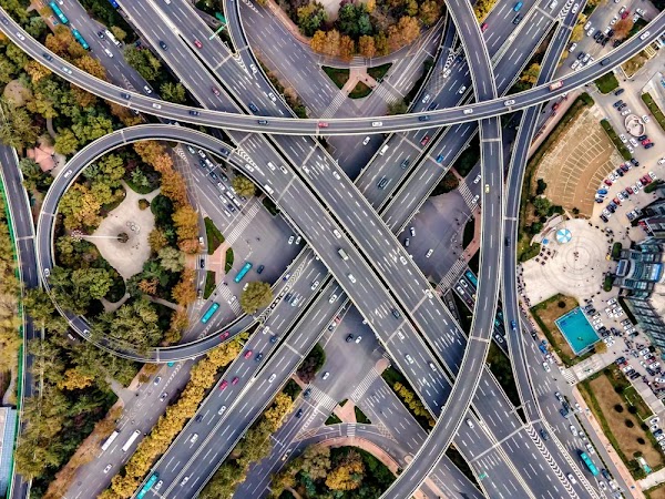 Aerial image of highway interchnage