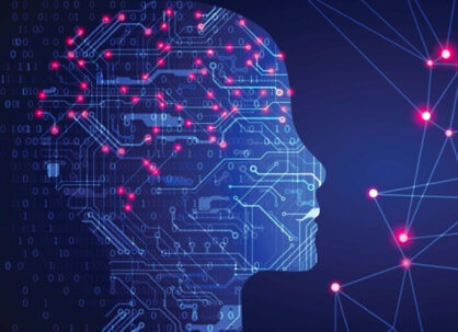 Graphic of a human looking at a target with binary numbers in the background