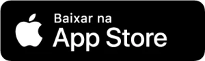 Ilustração vista de frente com fundo preto, o logotipo da Apple, representado por uma maçã, à esquerda e ocupando o centro e direita da imagem as palavras em branco: "Baixar na App Store".