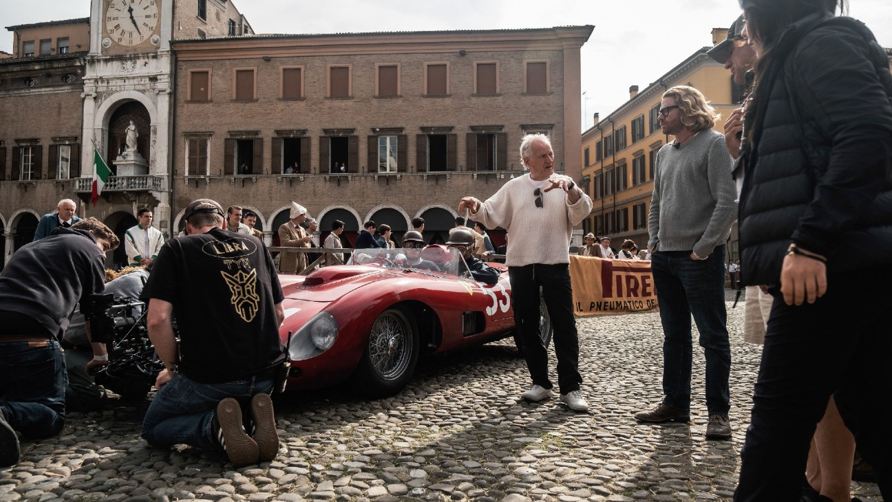 Michael Mann on the set of 'Ferrari'